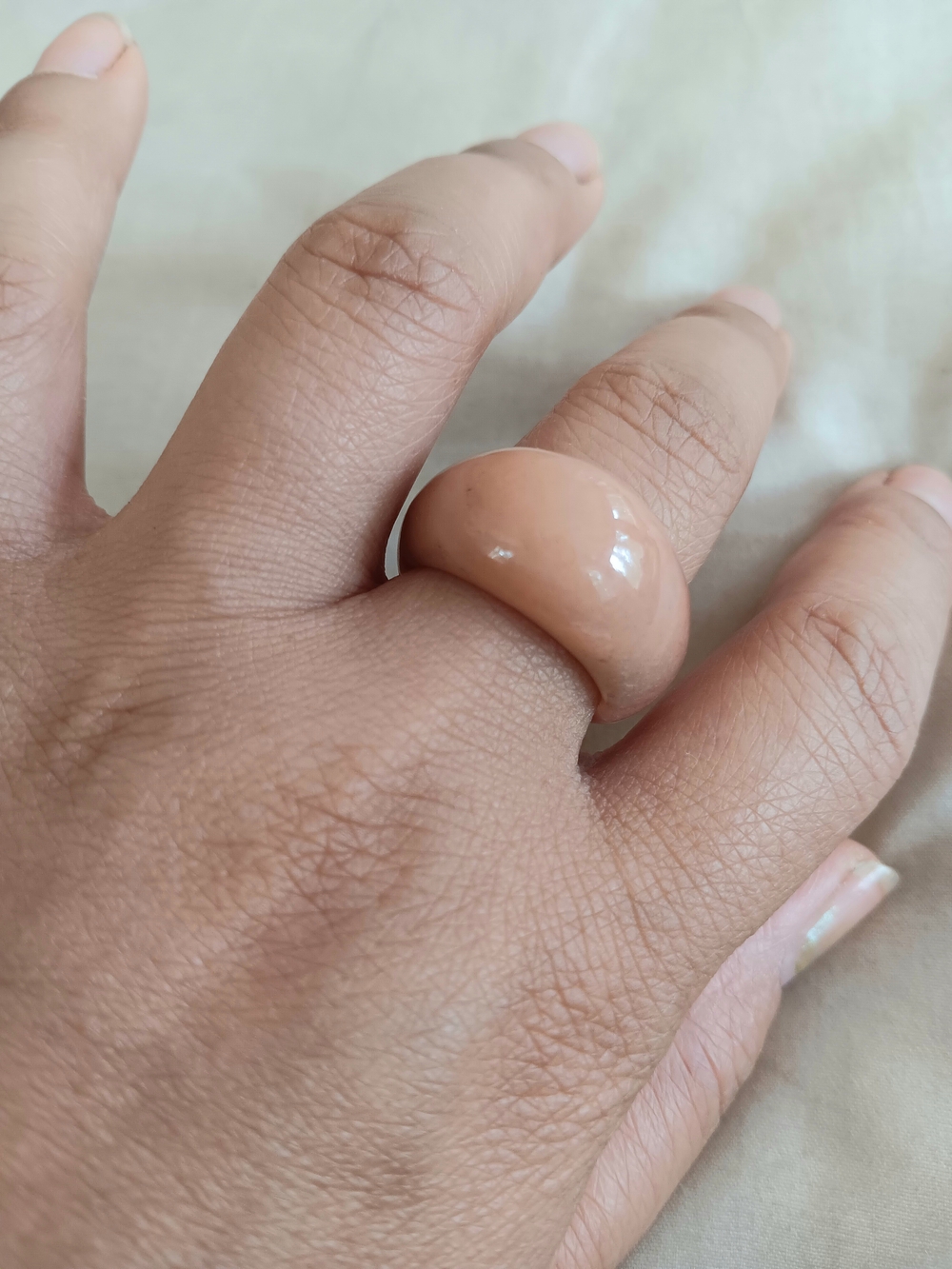 Chunky Jade Nude Resin Dome Ring Size 7
